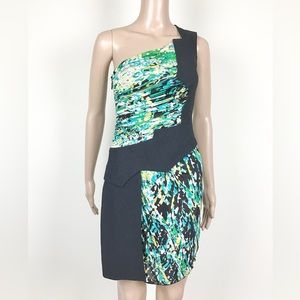 BCBG Asymmetric One Shoulder Dress Multicolor Size 0